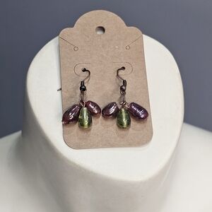Elegant Purple and Green Dangle Earrings